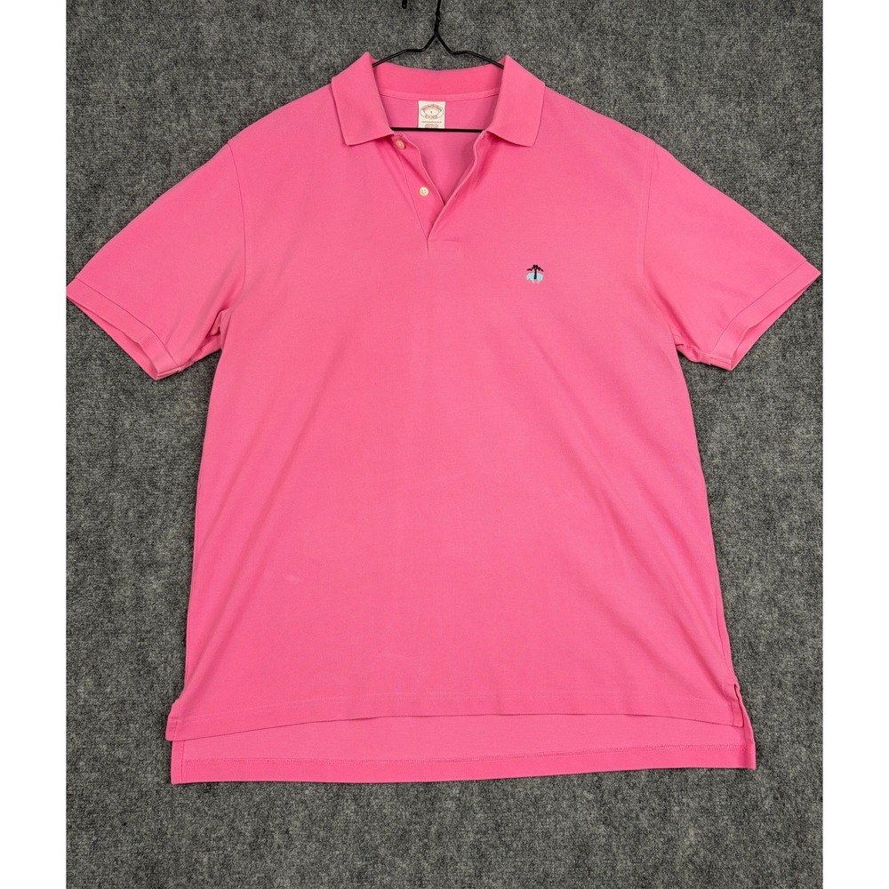 Brooks Brothers Mens Pink Performance Polo Shirt Original Fit Cotton Pique L